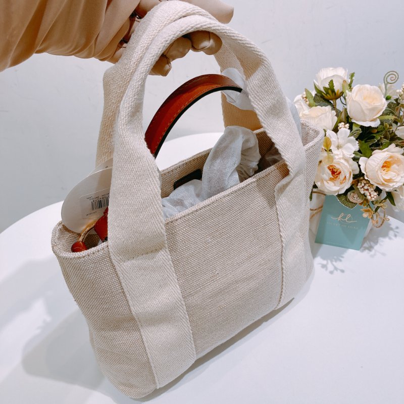 TW4618 Chloe 寇兒 帆布包 手提單肩包 帆布皮革 米棕色 新款 Top Hand With Chain Bag Canvas Beige-11
