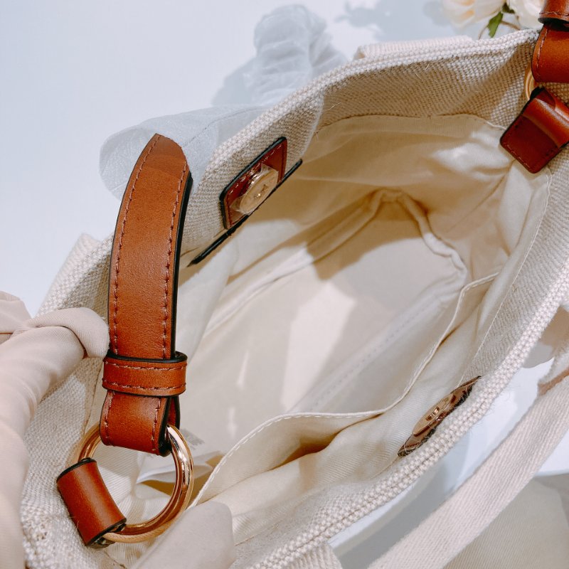 TW4618 Chloe 寇兒 帆布包 手提單肩包 帆布皮革 米棕色 新款 Top Hand With Chain Bag Canvas Beige-12
