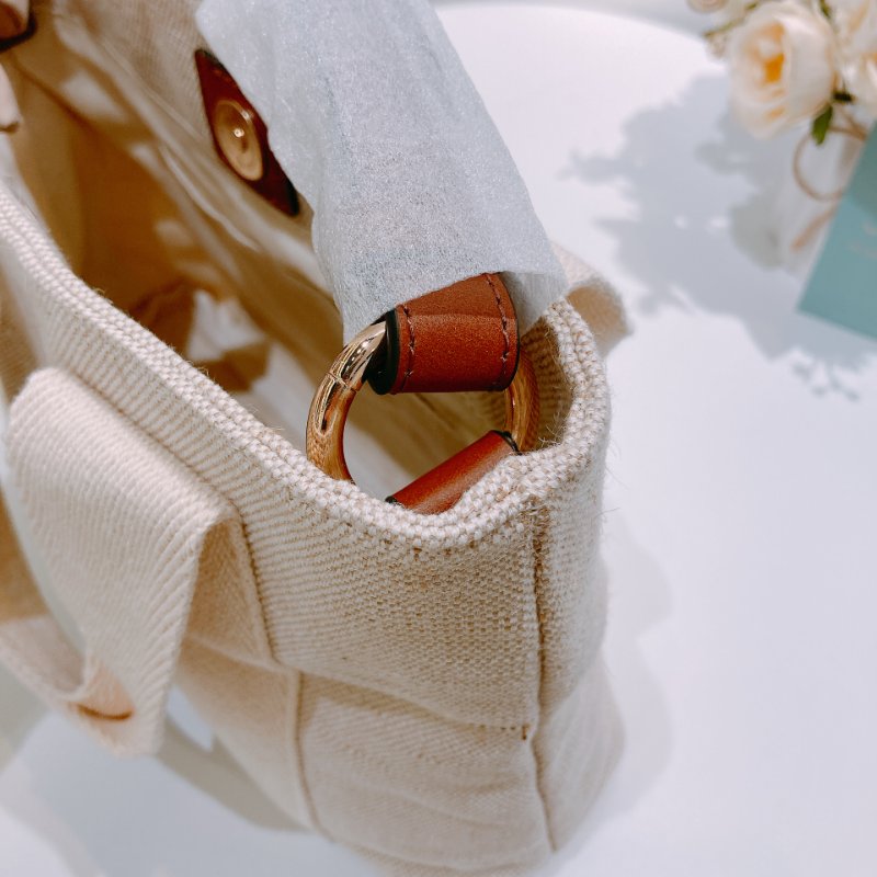 TW4618 Chloe 寇兒 帆布包 手提單肩包 帆布皮革 米棕色 新款 Top Hand With Chain Bag Canvas Beige-13