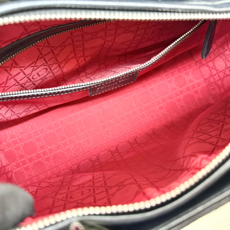 DIOR黑色羊皮銀釦Lady Dior Large7格黛妃包-8