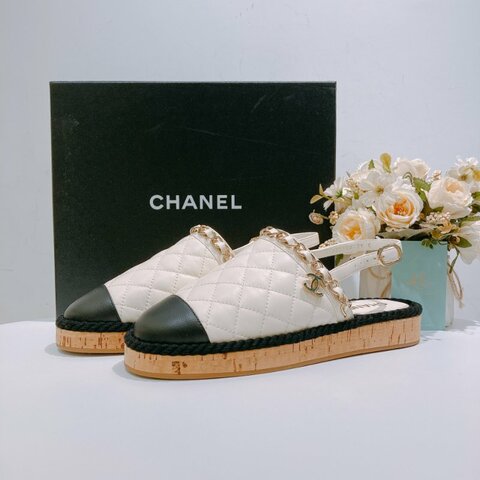TW4621 Chanel 香奈兒 涼鞋款 漁夫鞋 真皮 拼色Ciabatte Leather Sandals 39 Size
