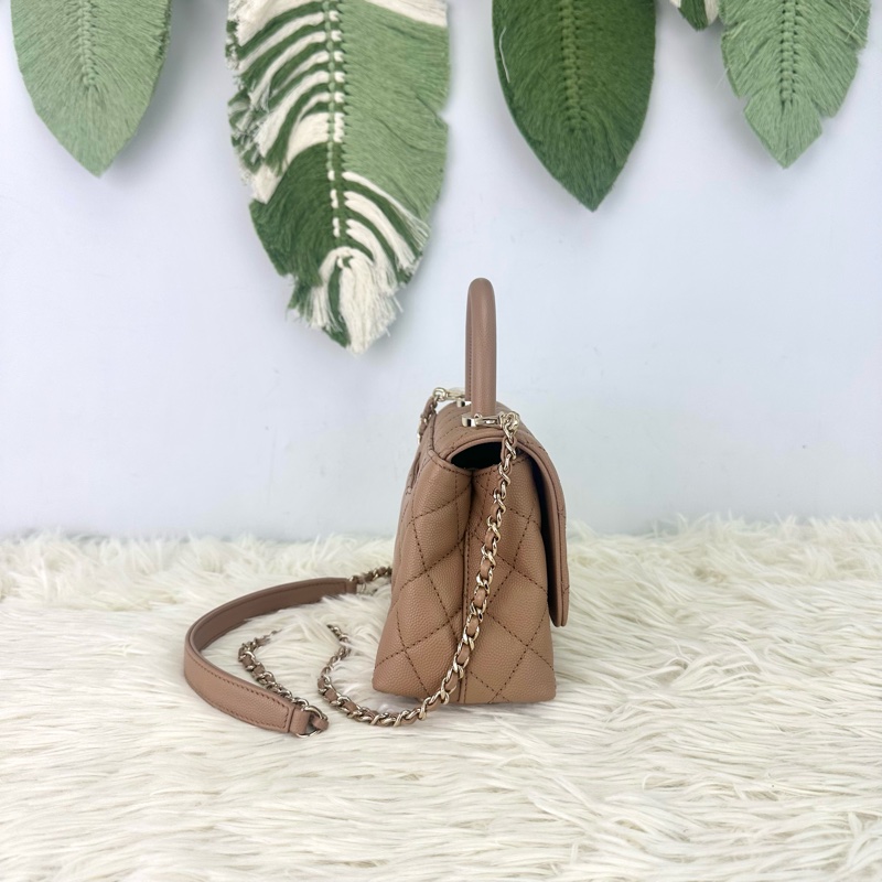 閑置品✨Chanel Coco Handle 焦糖奶茶色Mini Size 晶片款-3