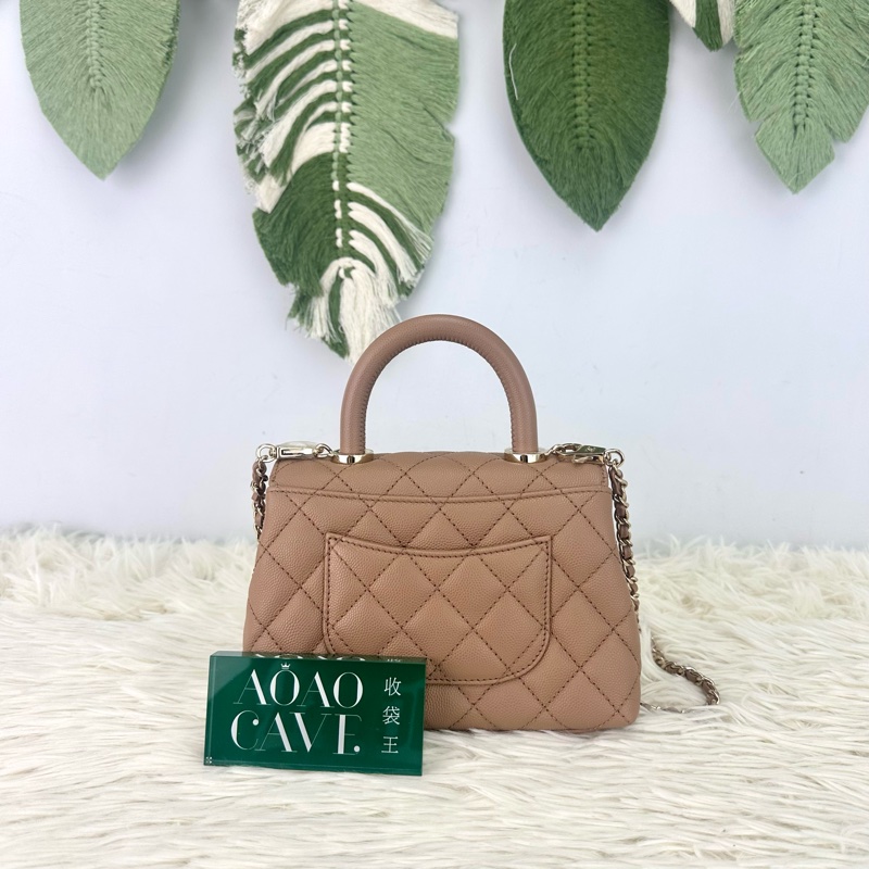 閑置品✨Chanel Coco Handle 焦糖奶茶色Mini Size 晶片款-4