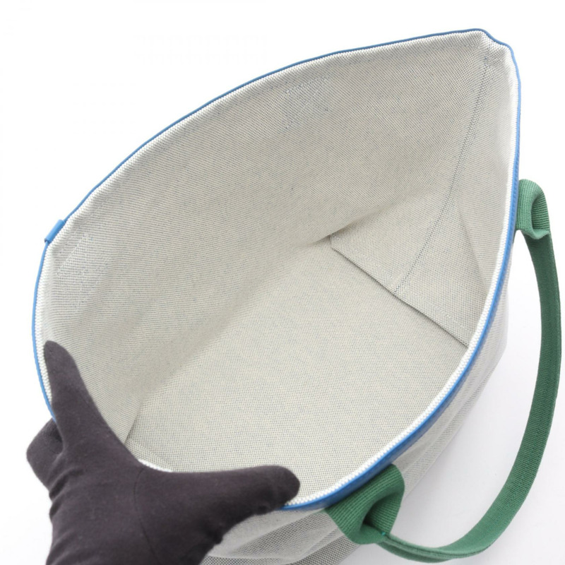 愛馬仕 Petit H So Cabas 手提包 H1707008 92 Toile H 皮革 SHW 天然綠色-2