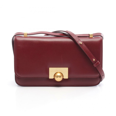 BOTTEGA VENETA 經典款肩挎包，酒紅色皮革，二手女款