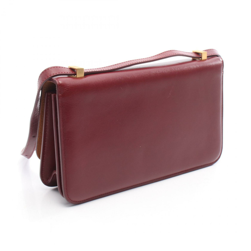 BOTTEGA VENETA 經典款肩挎包，酒紅色皮革，二手女款-1