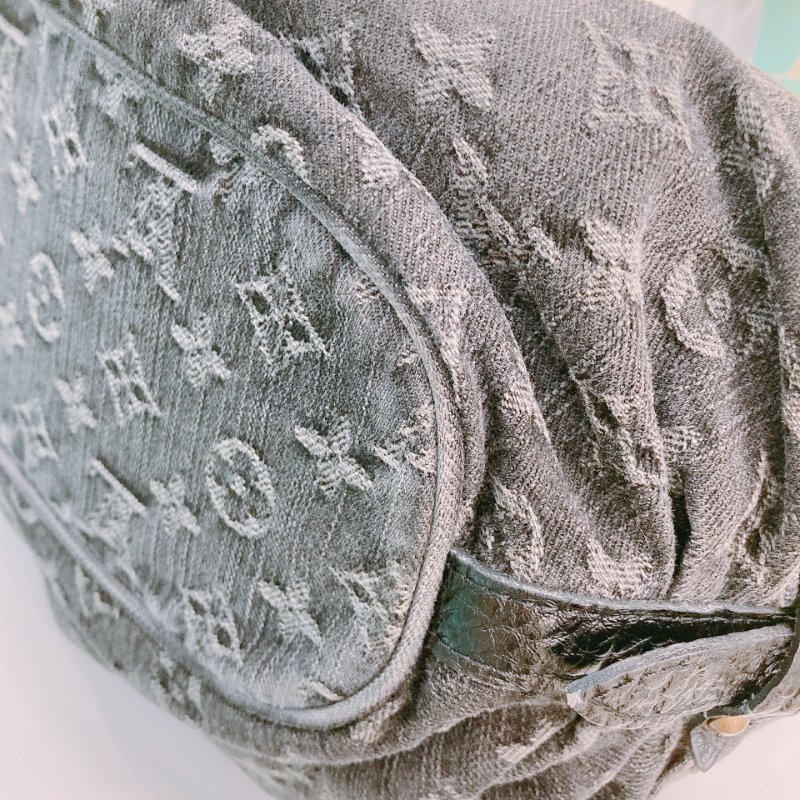 MS0427 Louis Vuitton 路易威登 肩帶腋下包 牛仔布 Slightly Shoulder Denim Canvas Black x GHW-8