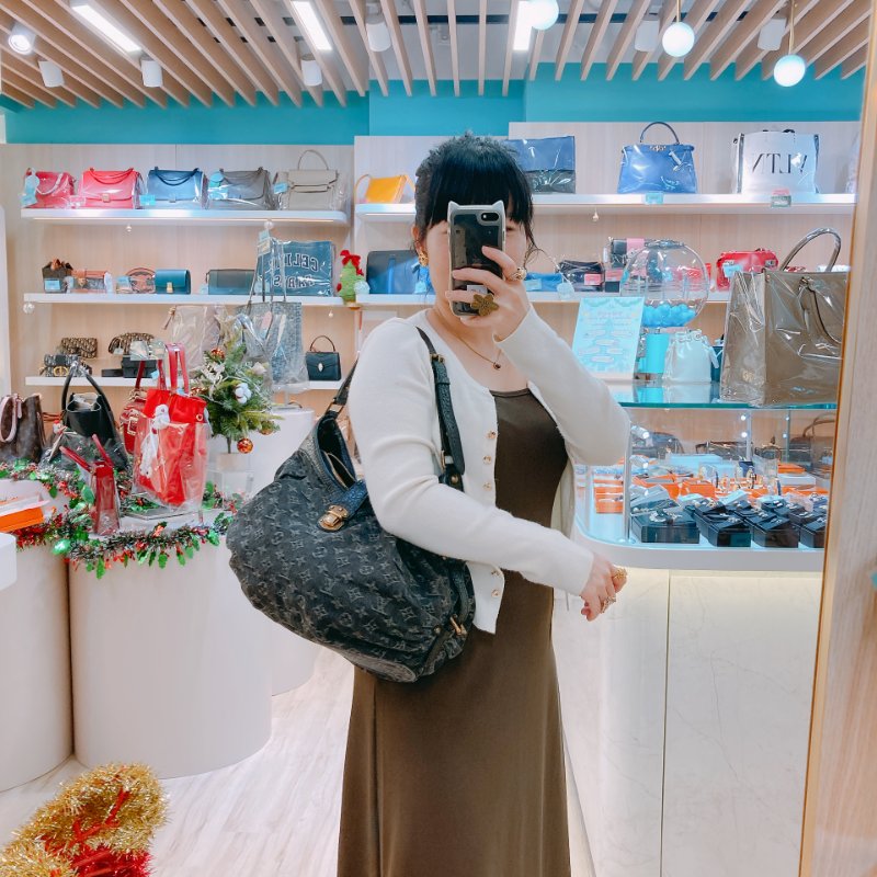 MS0427 Louis Vuitton 路易威登 肩帶腋下包 牛仔布 Slightly Shoulder Denim Canvas Black x GHW-17