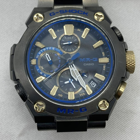 卡西歐 G-SHOCK MRG-B1000BA-1AJR MR-G 手錶，電波校時，支援 Mobile Link，黑藍金配色