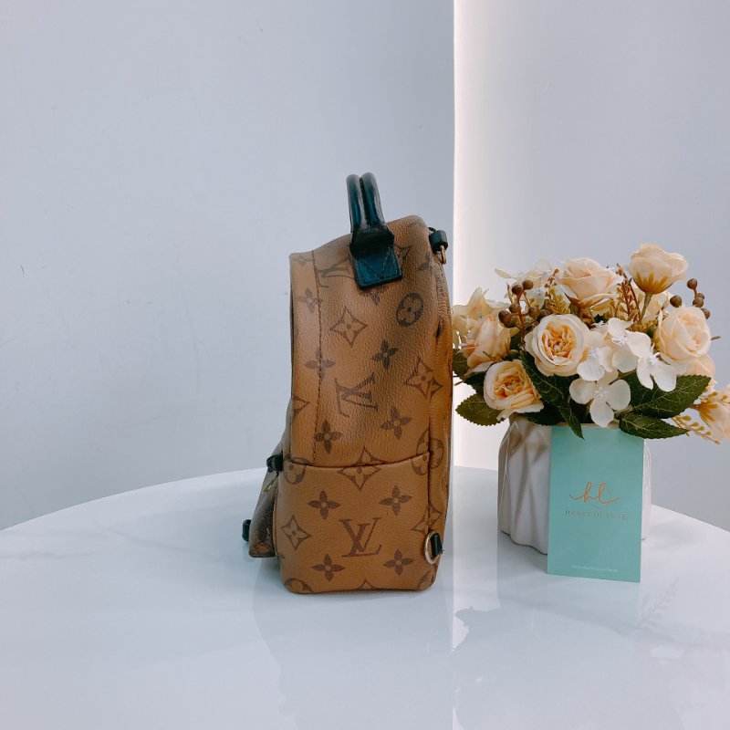 MS0428 Louis Vuitton 路易威登 小背包 雙拼色 經典老花紋 金扣  Palm Spring Backpack Mini Reverse Monogram x GHW-2