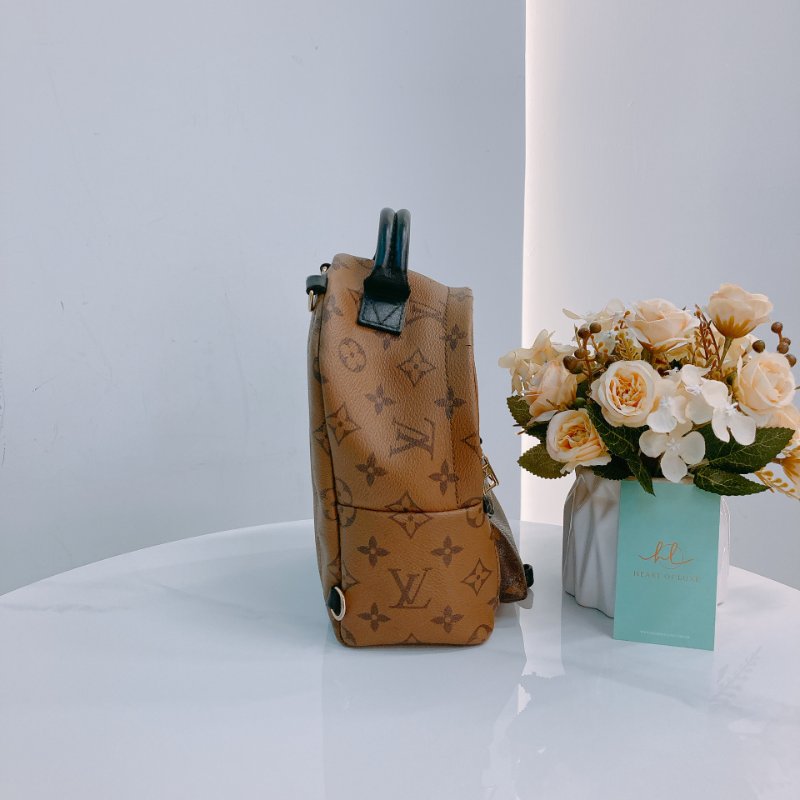 MS0428 Louis Vuitton 路易威登 小背包 雙拼色 經典老花紋 金扣  Palm Spring Backpack Mini Reverse Monogram x GHW-3