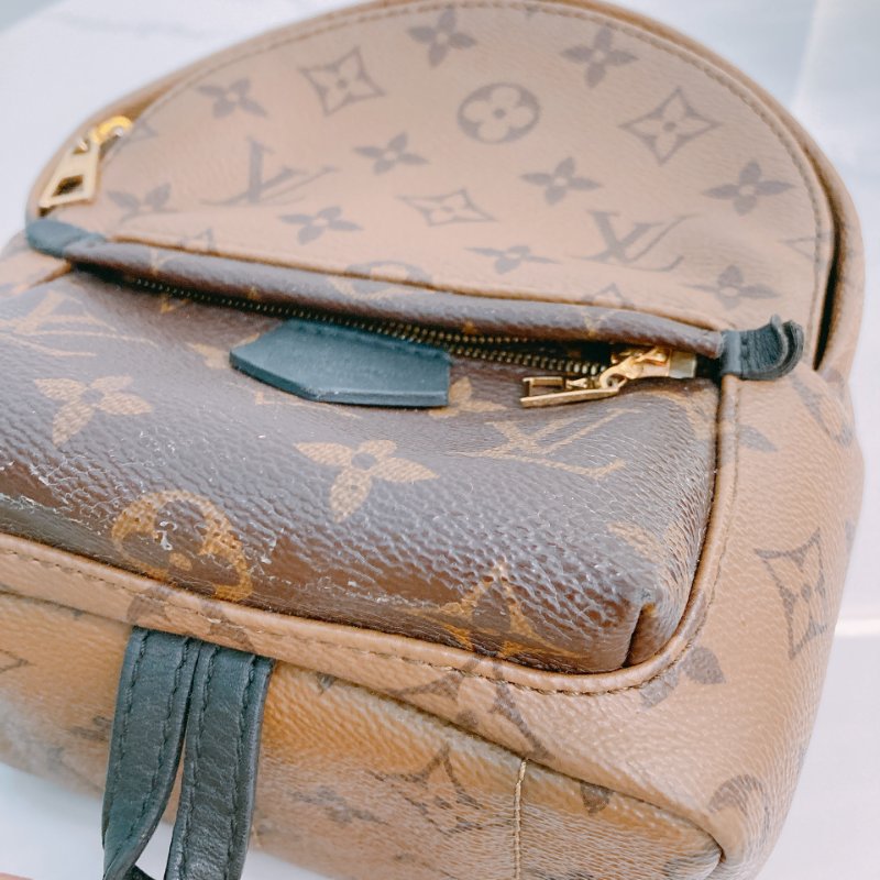MS0428 Louis Vuitton 路易威登 小背包 雙拼色 經典老花紋 金扣  Palm Spring Backpack Mini Reverse Monogram x GHW-11
