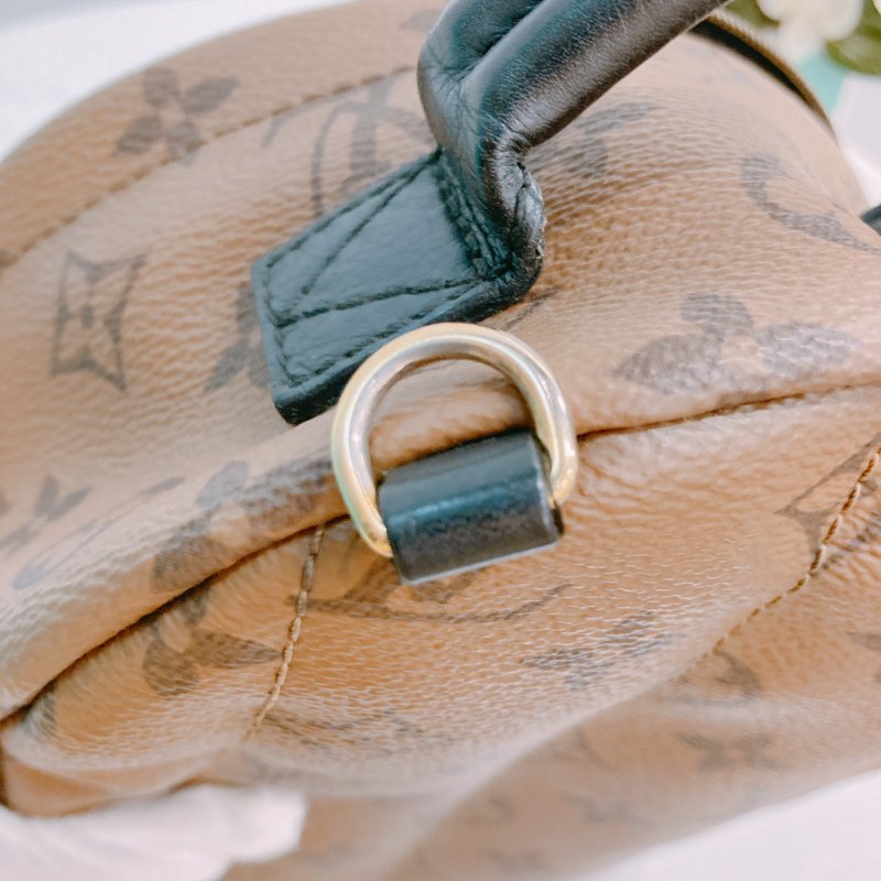 MS0428 Louis Vuitton 路易威登 小背包 雙拼色 經典老花紋 金扣  Palm Spring Backpack Mini Reverse Monogram x GHW-15