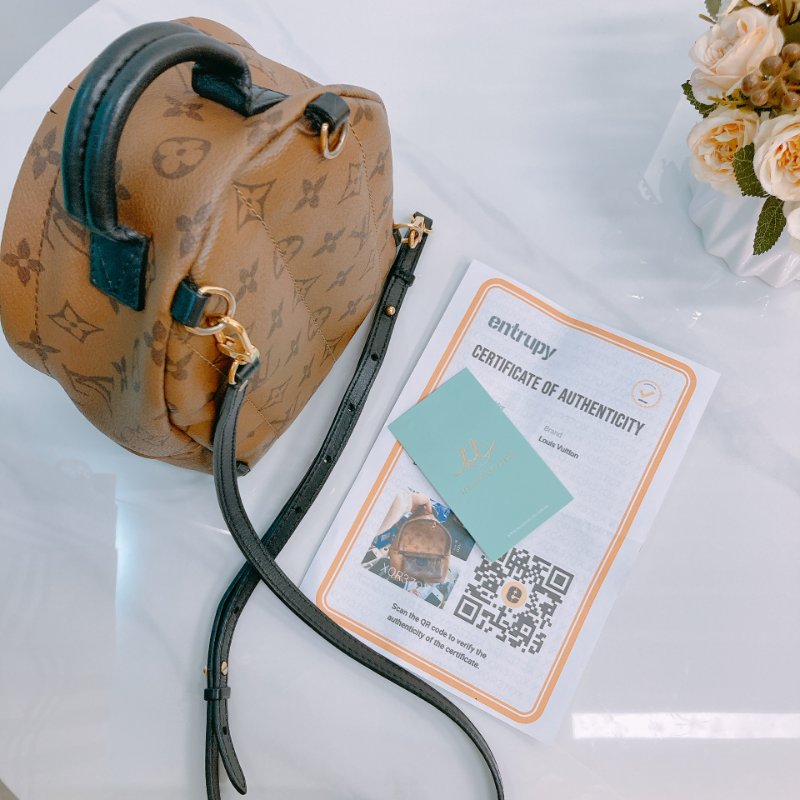 MS0428 Louis Vuitton 路易威登 小背包 雙拼色 經典老花紋 金扣  Palm Spring Backpack Mini Reverse Monogram x GHW-19