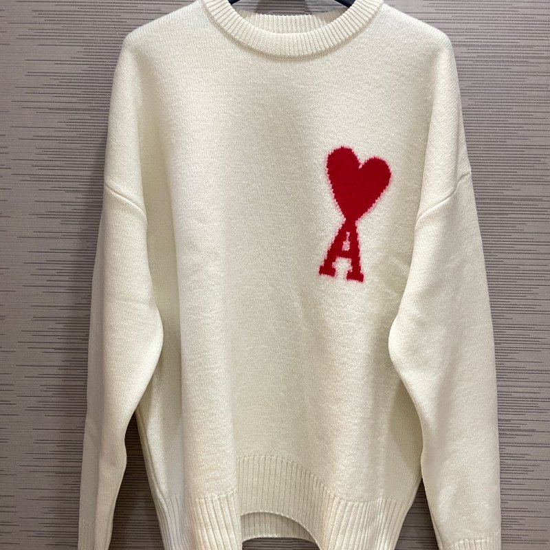 💎Han's house精品服飾💎AMI PARIS 愛心 刺繡 美利奴羊毛 毛衣-0