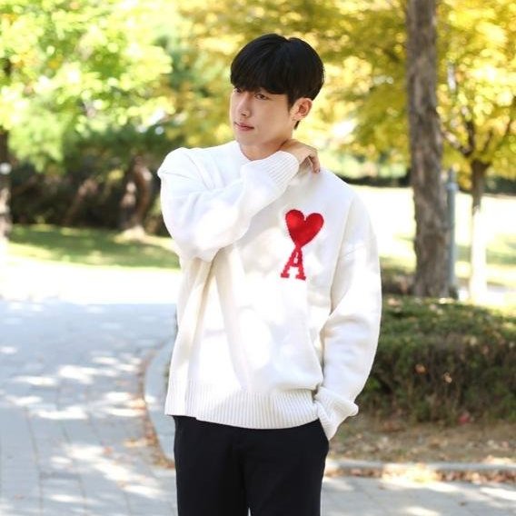 💎Han's house精品服飾💎AMI PARIS 愛心 刺繡 美利奴羊毛 毛衣-5