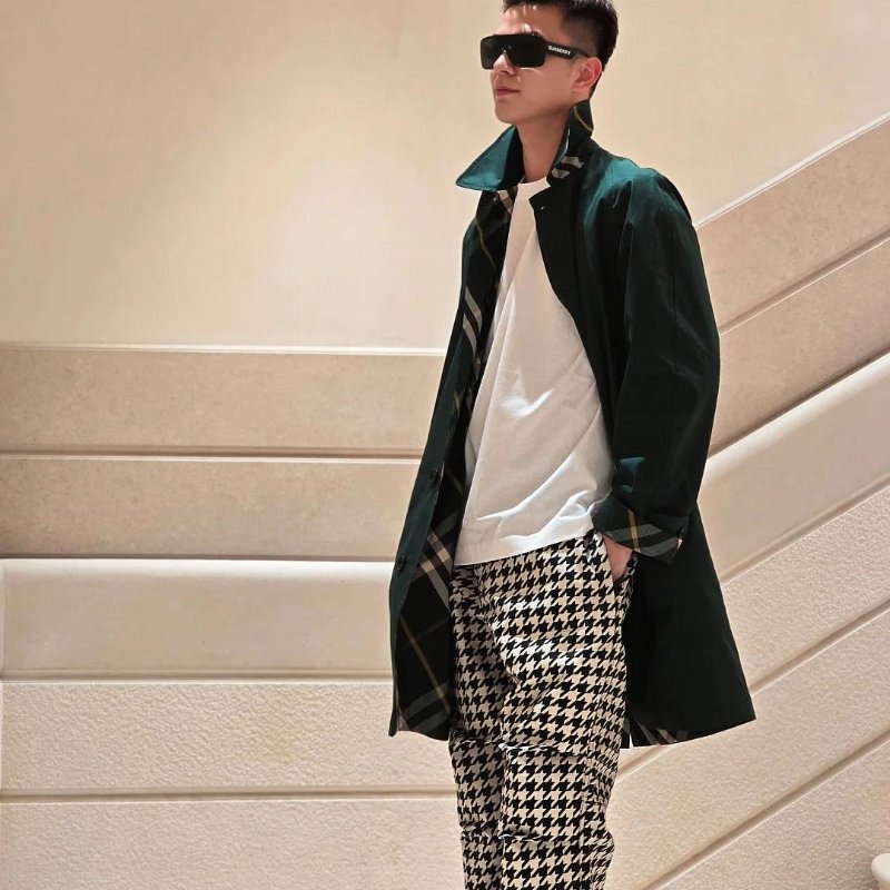 💎Han's house精品服飾💎Burberry 戰馬 千鳥格 長褲 機能防風水 原價52000-5
