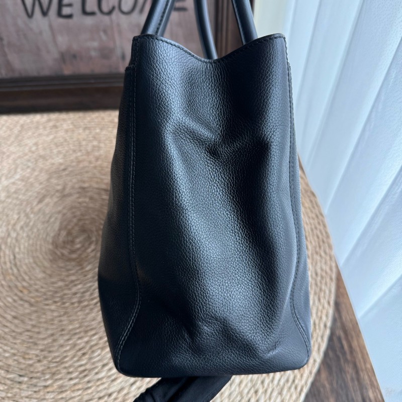 Chanel cerf黑金荔枝紋中號 手提包-5