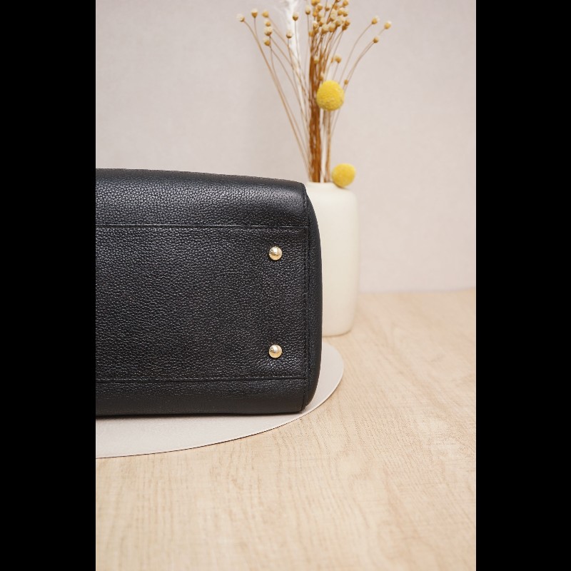 CHANEL Cerf 手提公文包黑金荔枝紋牛皮-8