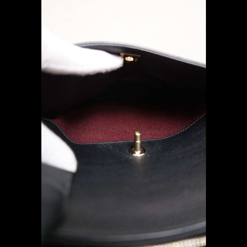 CHANEL Cerf 手提公文包黑金荔枝紋牛皮-11