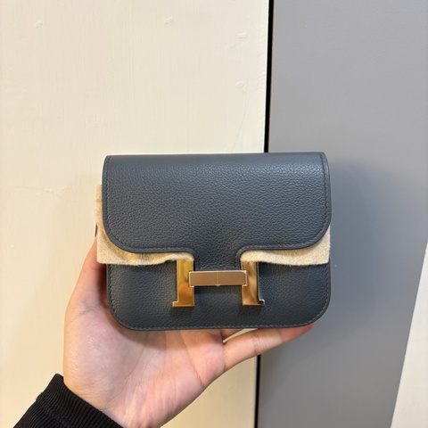 Hermes Mini Constance Slim Epsom H0霧霾灰金釦腰包