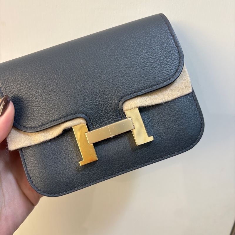 Hermes Mini Constance Slim Epsom H0霧霾灰金釦腰包-4