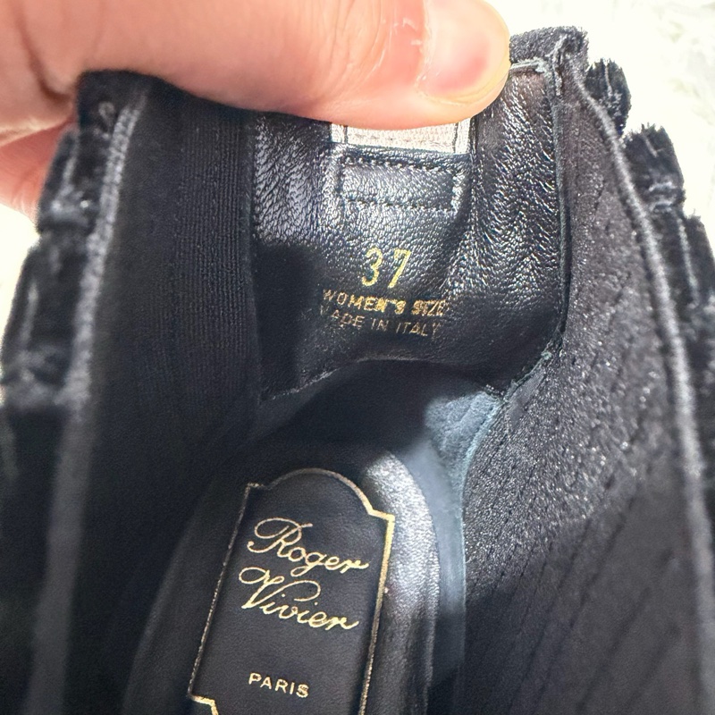 99新roger vivie黑絲絨方扣短靴37碼-6