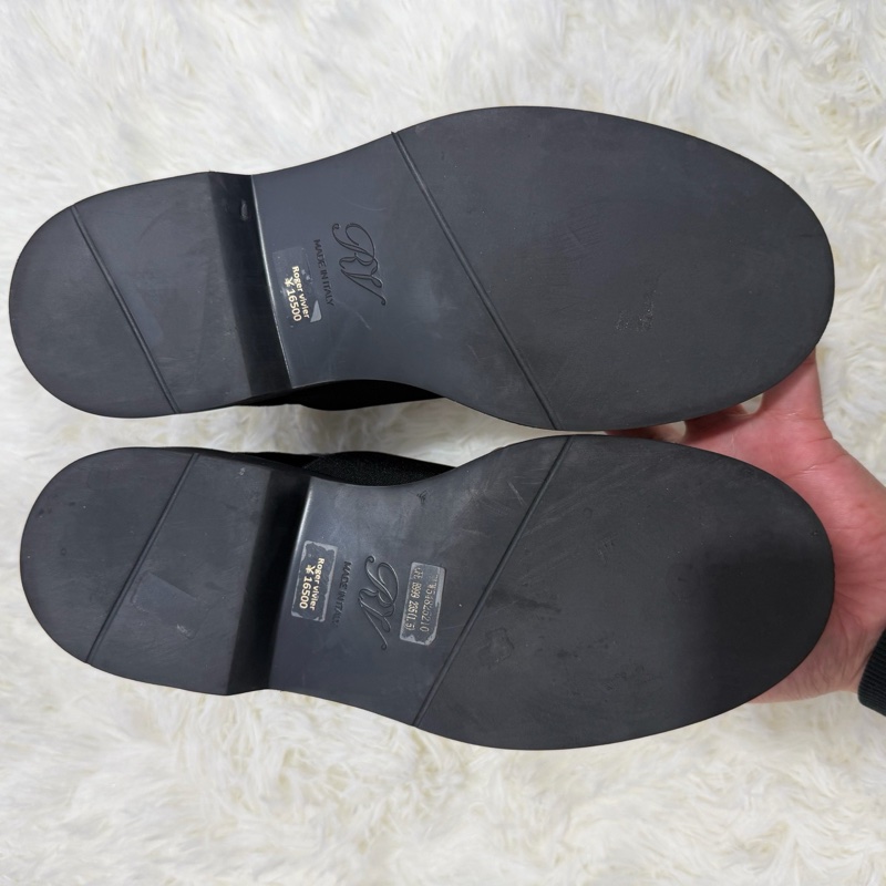 99新roger vivie黑絲絨方扣短靴37碼-7