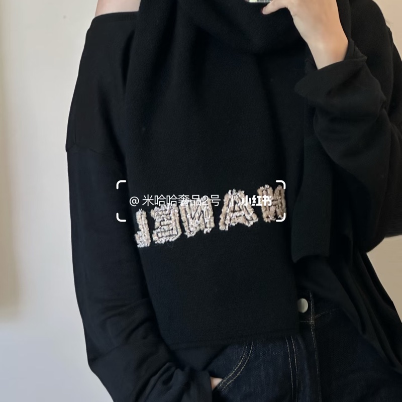 全新CHANEL 內購100%羊絨圍巾 刺繡字母-5