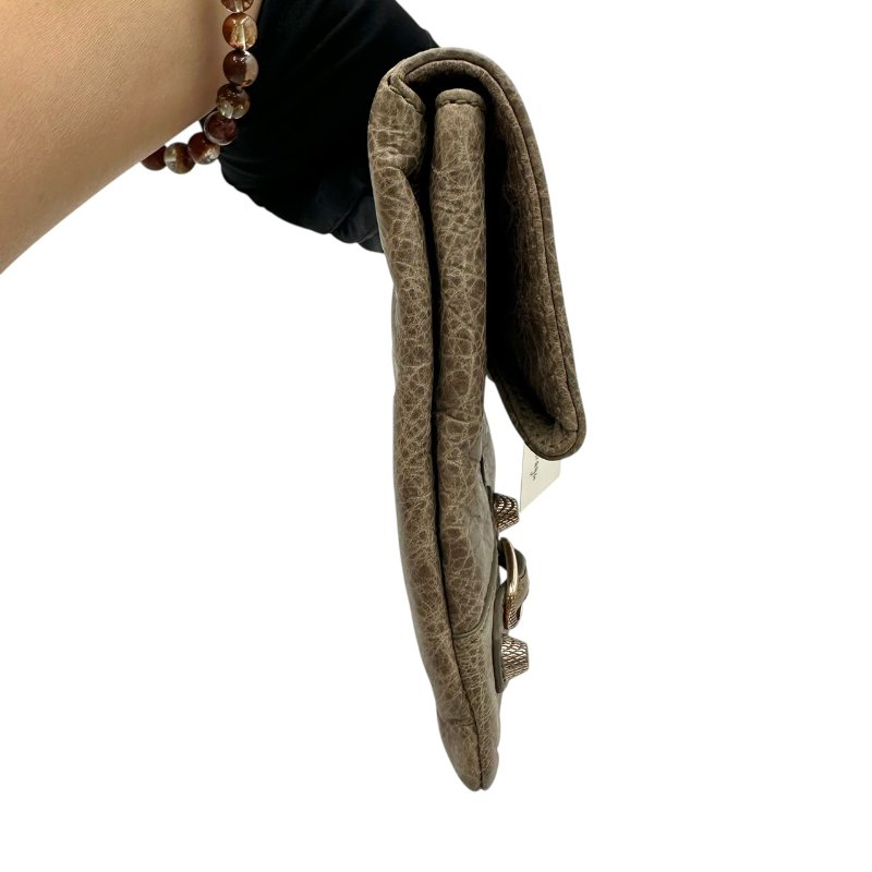 【美收精品】BALENCIAGA 褐色手拿機車包 C-71-2