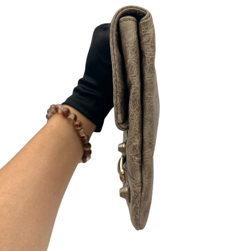 【美收精品】BALENCIAGA 褐色手拿機車包 C-71-3