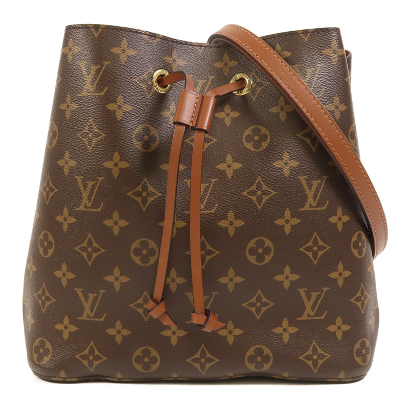 LOUIS VUITTON Monogram NeoNoe MM金扣肩背袋棕色-0