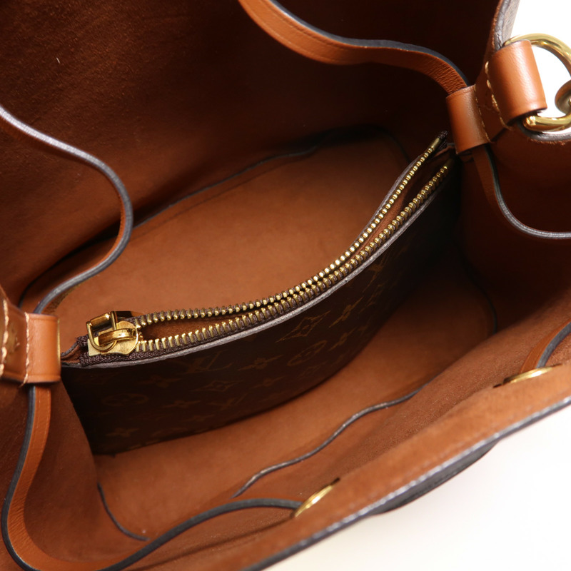 LOUIS VUITTON Monogram NeoNoe MM金扣肩背袋棕色-4