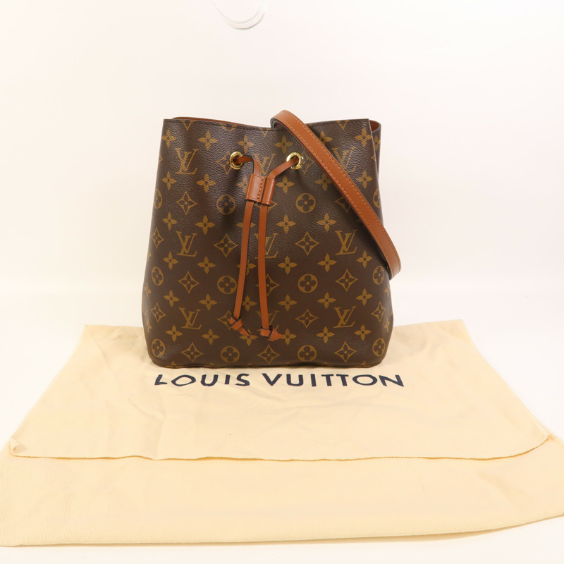 LOUIS VUITTON Monogram NeoNoe MM金扣肩背袋棕色-7