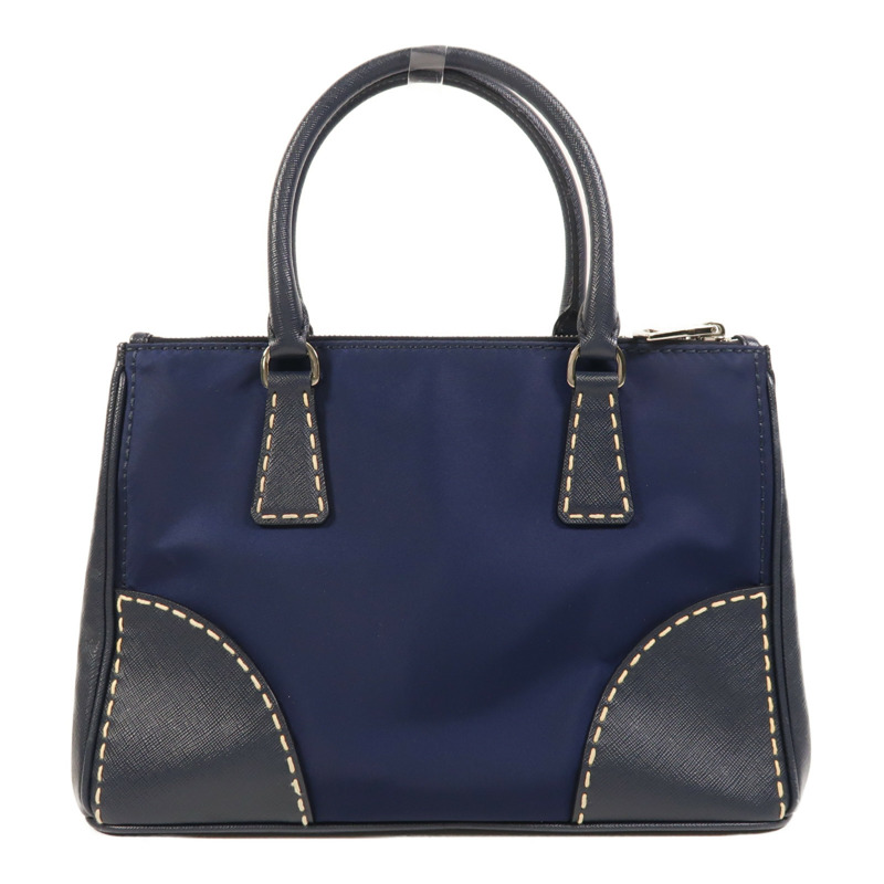 PRADA 尼龍/牛皮皮革2 Way Shoulder銀扣手挽肩背兩用袋-1