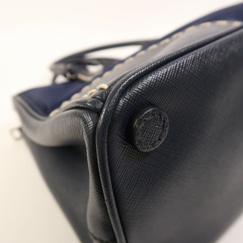 PRADA 尼龍/牛皮皮革2 Way Shoulder銀扣手挽肩背兩用袋-13