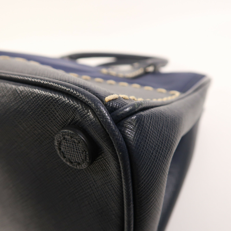 PRADA 尼龍/牛皮皮革2 Way Shoulder銀扣手挽肩背兩用袋-14