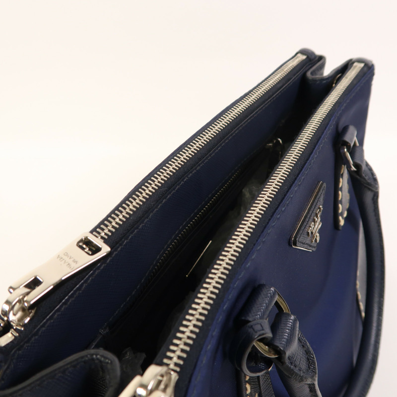 PRADA 尼龍/牛皮皮革2 Way Shoulder銀扣手挽肩背兩用袋-16