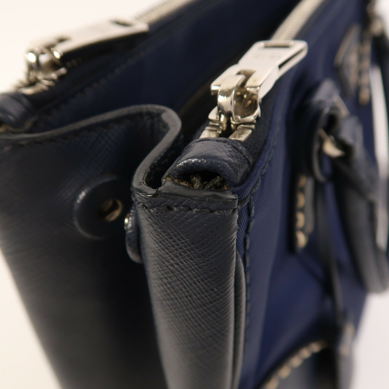 PRADA 尼龍/牛皮皮革2 Way Shoulder銀扣手挽肩背兩用袋-18