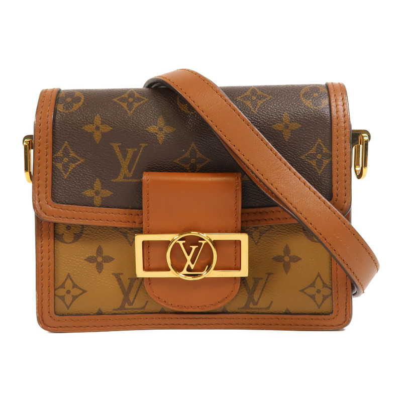 LOUIS VUITTON Monogram Reverse Mini Dauphine金扣肩背袋-0