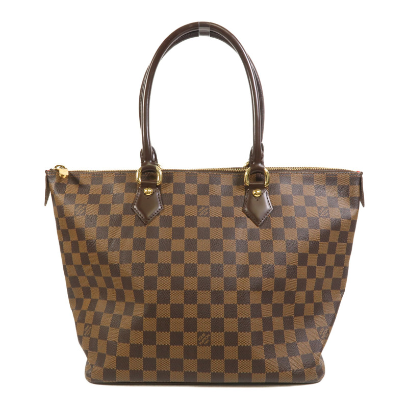 LOUIS VUITTON Damier Saleya MM金扣肩背袋/手挽袋棕色-0