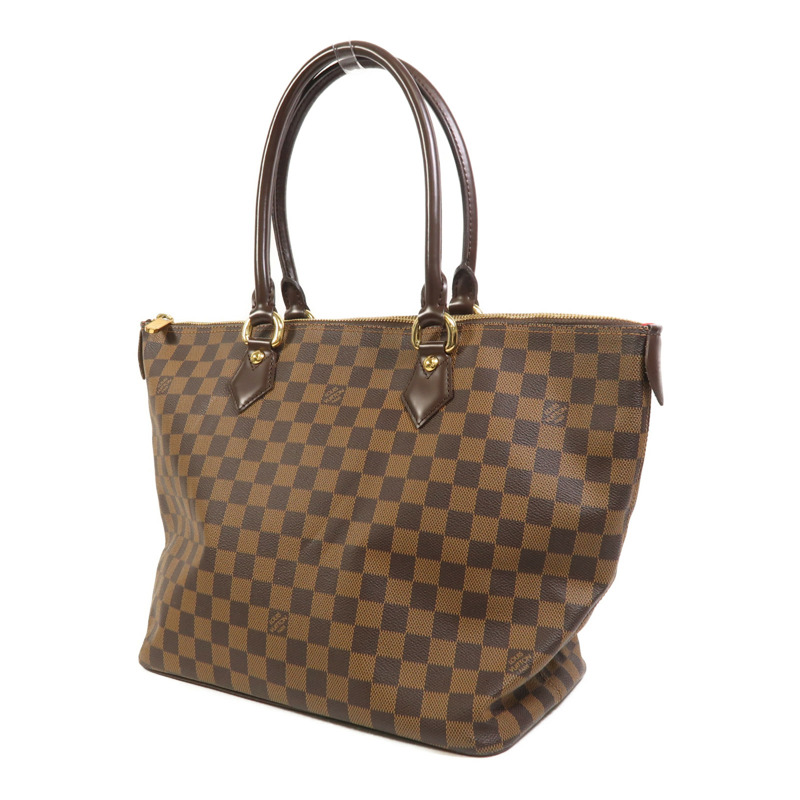 LOUIS VUITTON Damier Saleya MM金扣肩背袋/手挽袋棕色-2