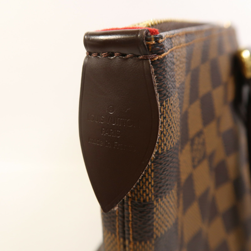 LOUIS VUITTON Damier Saleya MM金扣肩背袋/手挽袋棕色-5