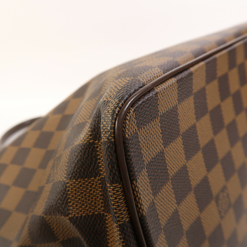 LOUIS VUITTON Damier Saleya MM金扣肩背袋/手挽袋棕色-9
