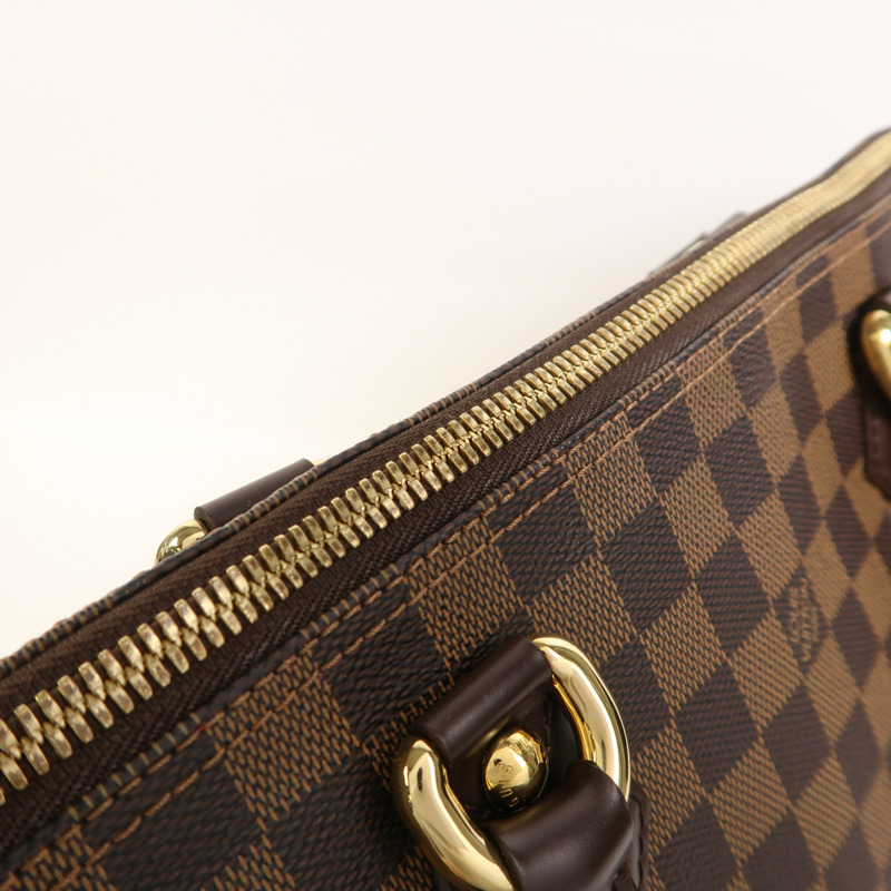 LOUIS VUITTON Damier Saleya MM金扣肩背袋/手挽袋棕色-14