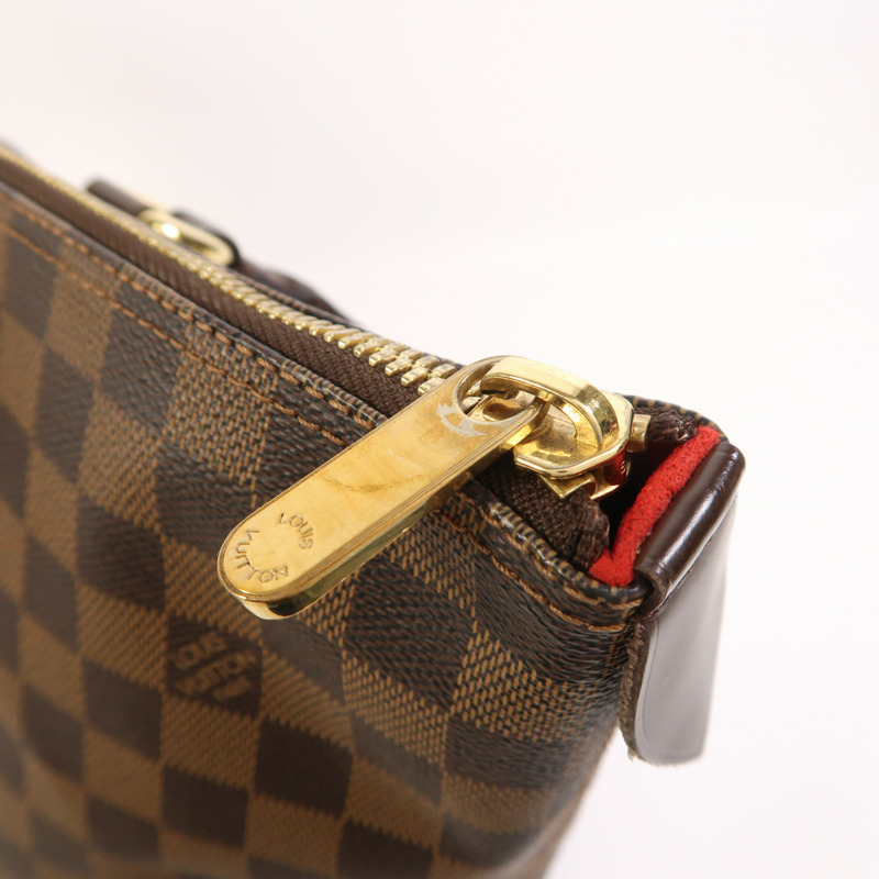 LOUIS VUITTON Damier Saleya MM金扣肩背袋/手挽袋棕色-15