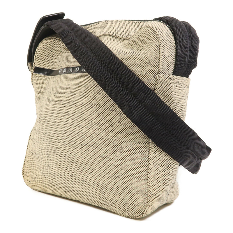 PRADA 帆布Shoulder Bag銀扣肩背袋-2