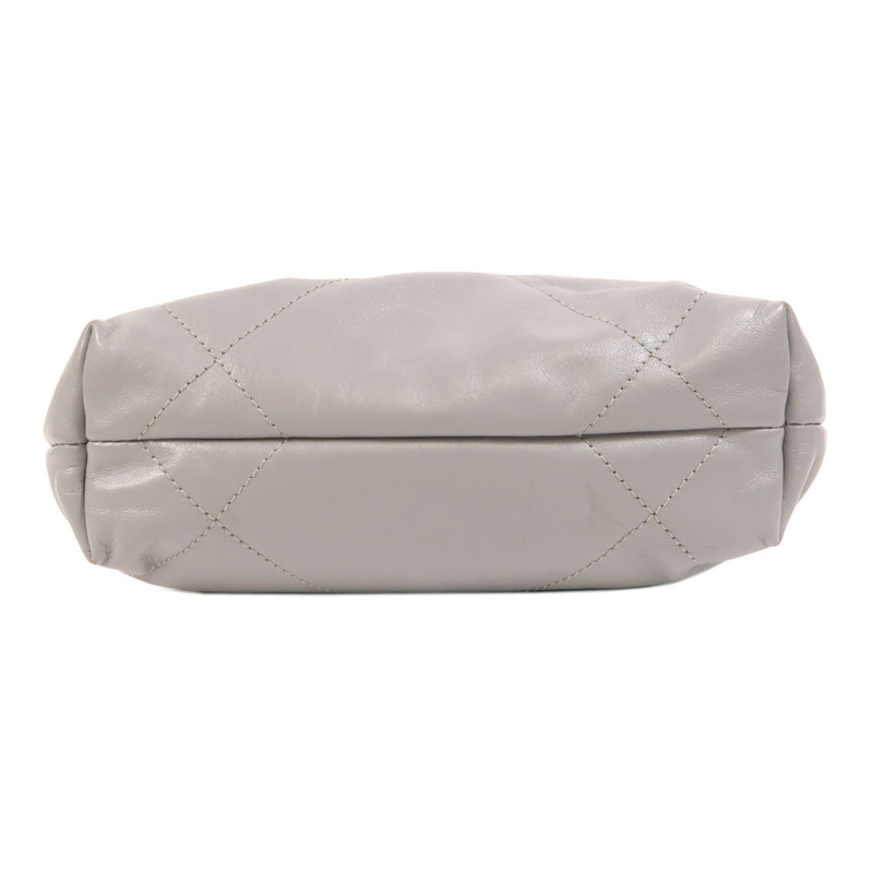 CHANEL 牛皮皮革Chanel 22 Mini銀扣手挽肩背兩用袋-3