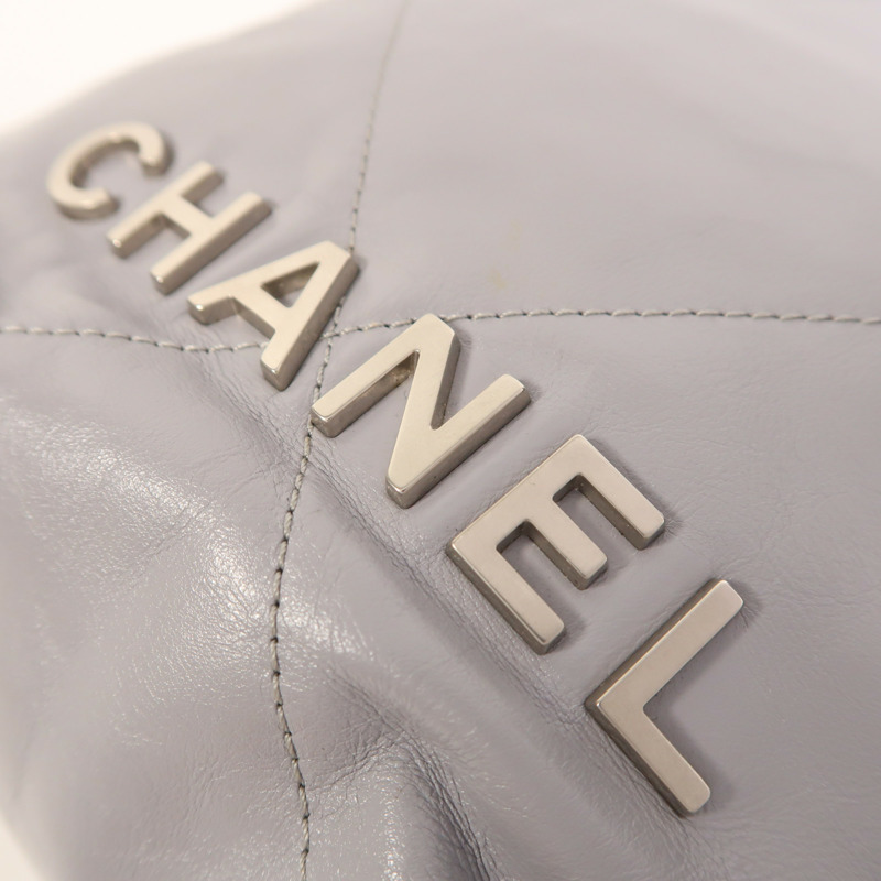 CHANEL 牛皮皮革Chanel 22 Mini銀扣手挽肩背兩用袋-9
