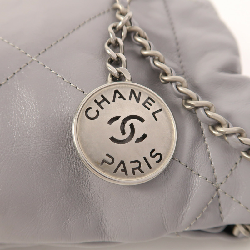 CHANEL 牛皮皮革Chanel 22 Mini銀扣手挽肩背兩用袋-14